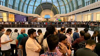 People queue for the iPhone 15 at Mall of the Emirates in Dubai. Pawan Singh / The National