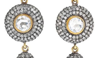 18K gold, sterling silver, diamond and pearl earrings, Dh51,800, Amrapali on Net-a-Porter