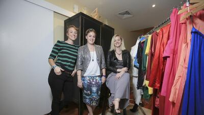 From left: Sisters Becky Britton, Teagan Rowlands and Sian Rowlands founded My Ex Wardrobe from an idea that cropped up after a shopping problem. Sarah Dea / The National