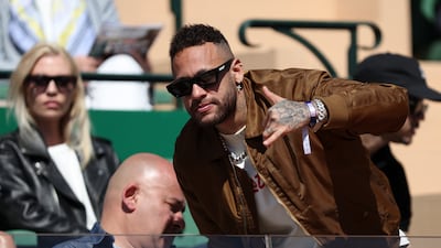 PSG star Neymar attends day two of the Monte Carlo Masters on Monday, April 11, 2022. Getty