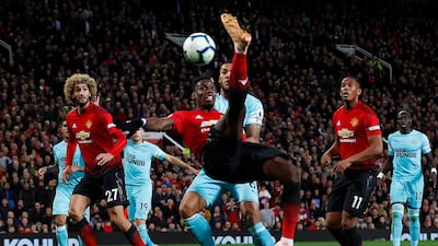 Manchester United's Paul Pogba shoots at goal. Reuters