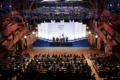 US President Donald Trump at the G7 summit. Getty Images