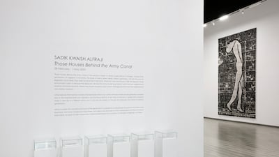 Sadik Kwaish Alfraji's solo exhibition, Those Houses Behind the Army Canal, is at Ayyam Gallery in Dubai. All photos: Ayyam Gallery
