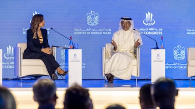 Mohamed Alabbar, founder of Emaar Properties, speaks at the AIM Congress in Dubai. Antonie Robertson/The National