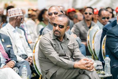 Ethiopia's Prime Minister Abiy Ahmed at the opening of the dam on Tuesday. Bloomberg