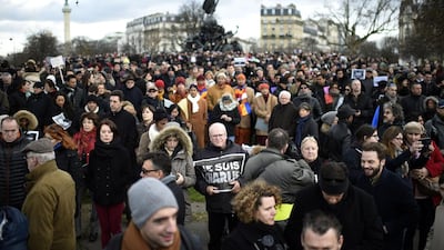 People gather for the unity rally on January 11 in Paris in tribute to the 17 victims of a three-day killing spree by homegrown terrorists. AFP Photo