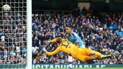 Gabriel Jesus scores Manchester City's fourth. Getty