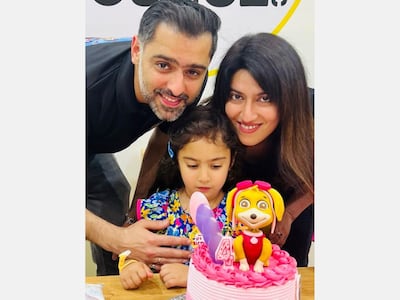 Panna Munyal with her husband of 13 years, child of four years and dark circles of three years and 11 months. Panna Munyal / The National