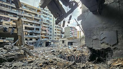 The site of an Israeli strike on the southern suburbs of Beirut. Hundreds have been killed in attacks on Lebanon. AFP