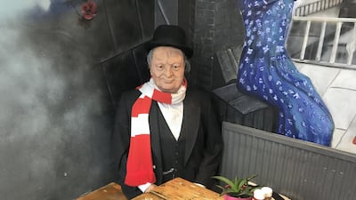 The Winston Churchill corner at the Blighty UK cafe in north London. Paul Peachey / The National