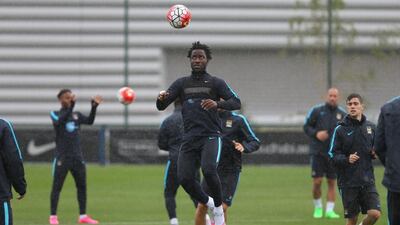Manchester City's Wilfried Bony takes part in training ahead of the Premier League clash with Bournemouth. Sharon Latham / AP Images