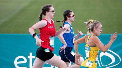 The athletics competition in Dubai Police Academy Stadium. Reem Mohammed / The National