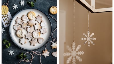 Enjoy an array of simple activities, such as baking Christmas cookies to cutting out paper snowflakes, this festive season. Photos: Monika Grabkowska, Kelly Sikkema / Unsplash