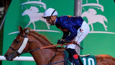 Saif Al Balushi guides Tabaasheer to victory at the final meeting of the season at Al Ain on Friday, April 1, 2022. – DHRIC