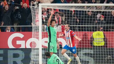 Girona's Daley Blind celebrates after scoring to make it 3-1. EPA