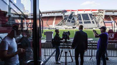 The damage to the roof of the AFAS Stadium. EPA