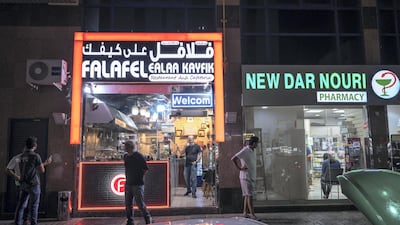 Falafel Ealaa Kayfik (Falafel, as you like it) is one of many restaurants on Al Yahar Street. All photos Victor Besa / The National