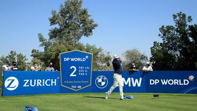 England's Lee Westwood of England tees off the second hole on the way to a second-round 68. Getty