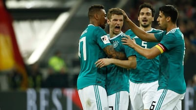Jerome Boateng, left, Thomas Muller, second left, and Mats Hummels, second right, will no longer be considered for selection by Germany manager Joachim Low. AFP