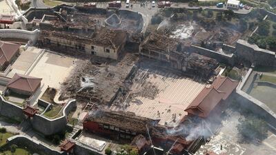 Shuri Castle after a fire ripped through the historic site in Naha, Japan's southern Okinawa prefecture. AFP