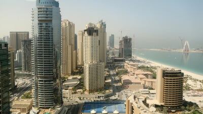 Apartment prices fell on average fell 10.4 per cent over the year. Pictured, Dubai Marina. Sarah Dea / The National