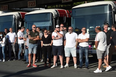 Bus drivers of the public transport network of Bayonne. AFP