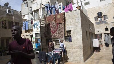 Two of the complexes where a small community of 350 Africans who came from Chad, Senegal, Sudan and Nigeria hundreds of years ago live in the Old City of Jerusalem on March 6, 2016.