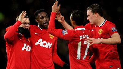 With goals by Wayne Rooney, far left, and Nani, second from the right, all seems right for Manchester United again. But that will not stop the rumours that Sir Alex Ferguson may make a big move to rejunvenate the club during the January transfer window.