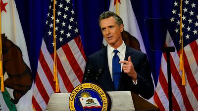 California Governor Gavin Newsom delivers his annual State of the State address in Sacramento, California. AP