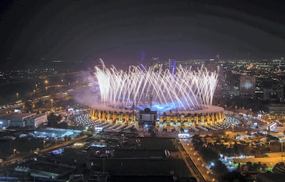 A fireworks display marks the end of the opening ceremony of the Special Olympics World Games Abu Dhabi at Zayed Sports City. Mohamed Al Raeesi for the Ministry of Presidential Affairs