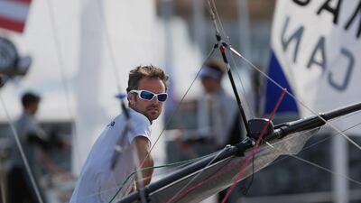 Frank Cammas is sailing in the Nacra 17 at the 2014 ISAF Sailing World Cup in Abu Dhabi on Saturday, November 29, 2014. DELORES JOHNSON / The National