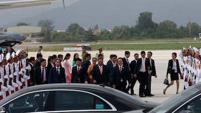 A general view shows President of Laos Bounnhang Vorachith arriving at Danang. Wallace Moon / EPA