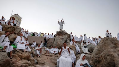 Punishing desert sun sent temperatures soaring towards 40C as pilgrims prayed. AFP