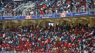 The crowd, watching the IPL match between Royal Challengers Bangalore and Kings XI Punjab on April 28, 2014, at the Dubai International Cricket Stadium were part of five days that were a complete sellout in Dubai. Pawan Singh / The National