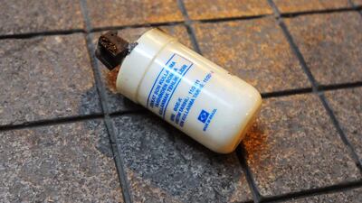Tear gas canister deployed by police against demonstrators near Taksim Square, July 2013. Scott Peterson / Getty Images.