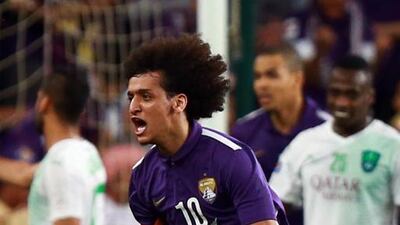 Al Ain's Omar Abdulrahman celebrates after scoring a goal against Saudi Arabia's Al Ahli during their Asian Champions League Group D football match in Al Ain on March 16, 2016. AFP