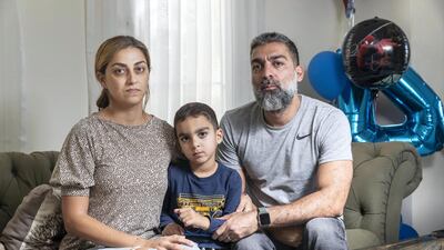 Golrokh Salehi, pictured with husband Alireza and their four-year-old son Ashkan, is calling on drivers to take extra care on the road to spare other families from tragedy. Antonie Robertson / National.