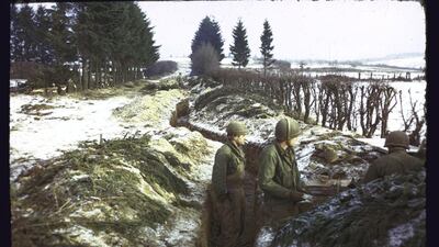 American troops manning trenches in the northern Ardennes Forest during the Battle of the Bulge, the last major German offensive of the Second World War. George Silk / Time Life Pictures / Getty Images