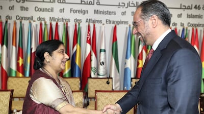 Indian Foreign Minister Sushma Swaraj at the OIC Ministerial Meeting. Chris Whiteoak / The National