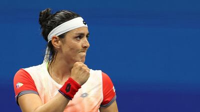 Ons Jabeur celebrates after winning her quarter-final match against Australia's Ajla Tomljanovic. Reuters