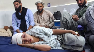 An injured boy receives hospital treatment after a 6.0-magnitude earthquake near Jalalabad, Afghanistan. AFP