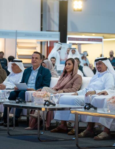 From left: Markus Dohle, former chief executive of Penguin Random House; Sheikha Bodour bint Sultan Al Qasimi and Ahmed bin Rakkad Al Ameri, chairman of the Sharjah Book Authority. Photo: Sharjah Book Authority