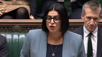 Britain's Home Secretary Shabana Mahmood outlines the new reforms to seeking asylum, in the UK Parliament. AFP