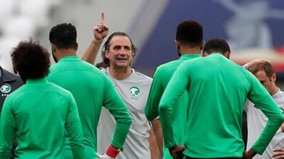 Saudi Arabia manager Juan Antonio Pizzi takes a final training session before the World Cup Group A match against Egypt. Ueslei Marcelino / Reuters