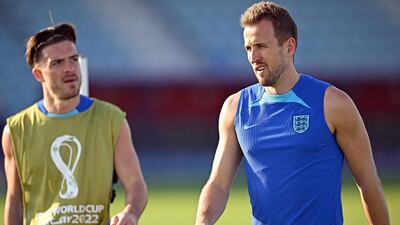 England's Jack Grealish and Harry Kane. AFP