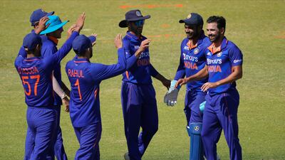 Deepak Chahar, right, picked up three wickets on Thursday. AP