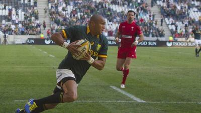 Cornal Hendricks was going over when he was bundled into touch by Liam Williams in the 77th minute on Saturday, resulting in South Africa's winning penalty try. Manus van Dyk / Gallo Images / Getty Images / June 21, 2014