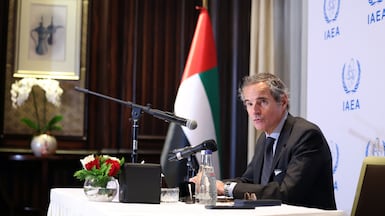 Rafael Grossi, director general of the International Atomic Energy Agency, in Abu Dhabi on Tuesday. Chris Whiteoak / The National