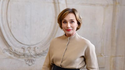 British-French actress Kristin Scott Thomas attends the Dior Women's Spring-Summer 2020/2021 Haute Couture show in Paris. AFP