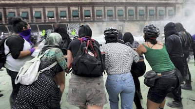 Women attend a protest to mark International Women's Day in Mexico City, Mexico. Reuters